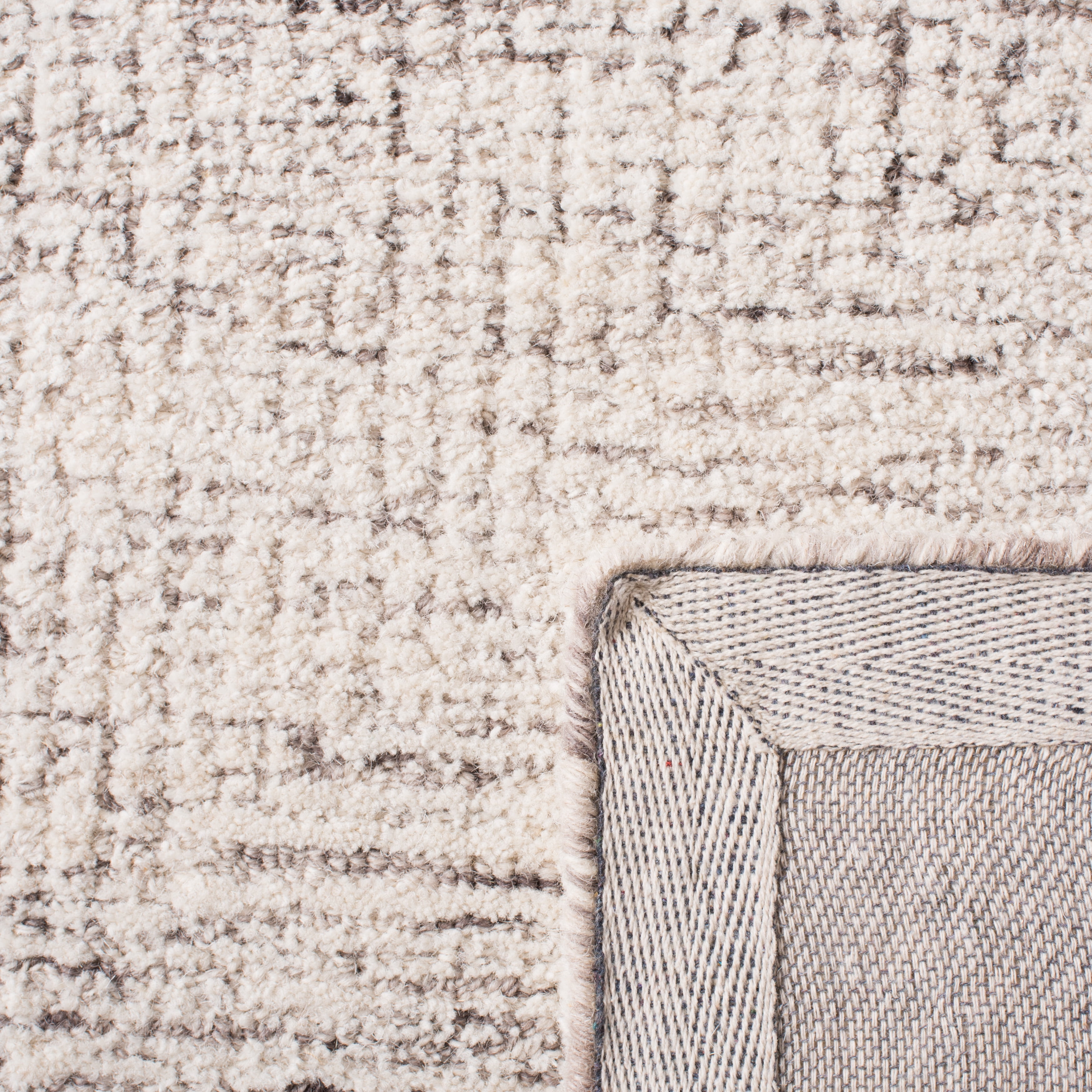 SAFAVIEH Abstract Augustine Geometric Wool Area Rug, Ivory/Gray, 8' x 8' Round