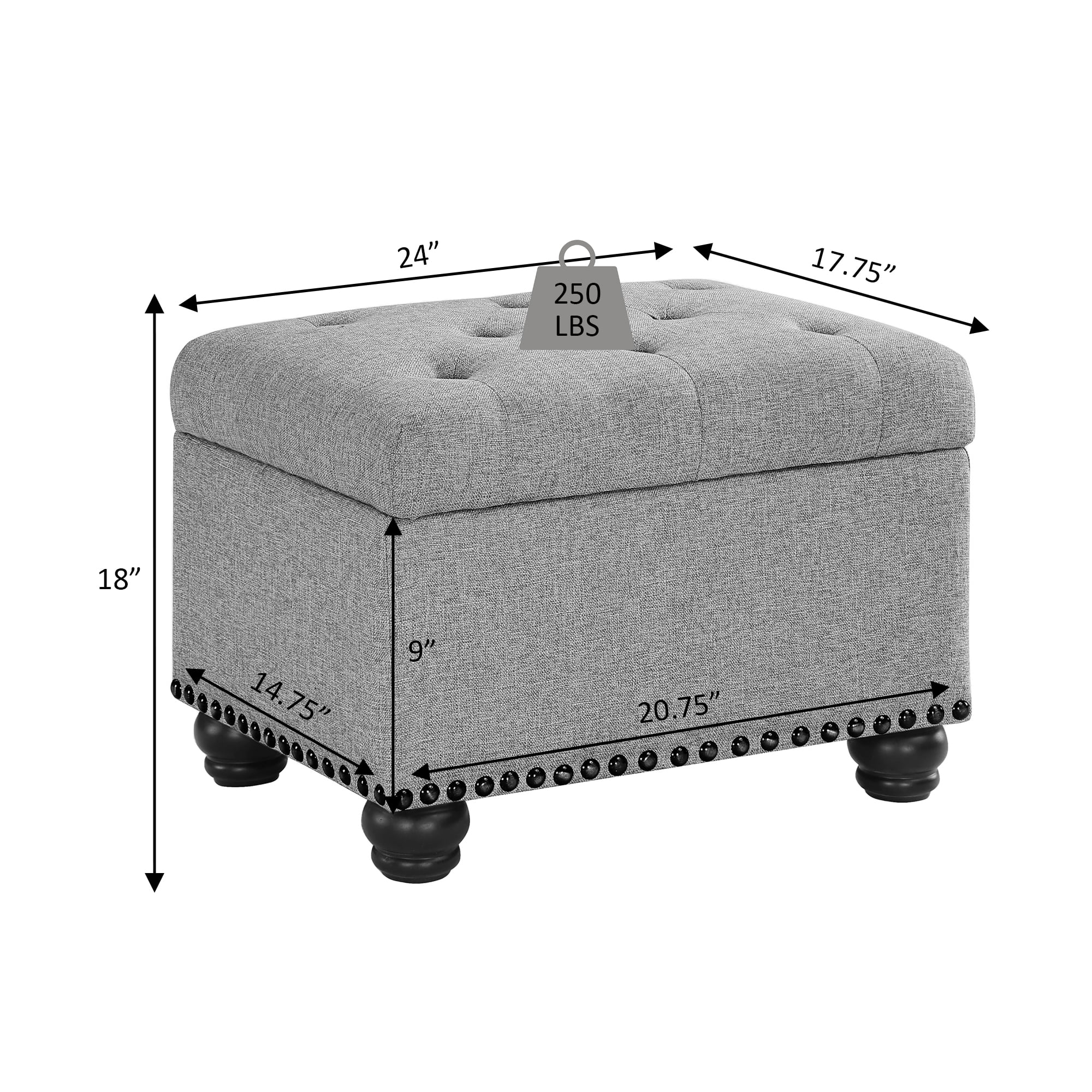 Convenience Concepts Designs4Comfort 5th Avenue Storage Ottoman, Medium Brown Fabric