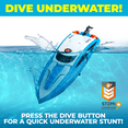 thumbnail image 2 of Force1 Velocity High Speed Waterproof Diving Rechargeable RC Boat Blue, 2 of 7