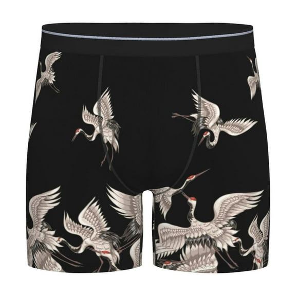 Easygdp Japanese White Crane Men's Boxer Briefs Men’s Underwear Boxer Briefs for Men