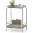 thumbnail image 1 of VASAGLE Mesa Auxiliar de 2 Niveles de Metal, Mesa de Centro Pequeña, Mesita de Noche con Bandeja, Gris Paloma, 1 of 5
