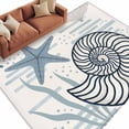 thumbnail image 2 of Summer Marine Life Washable Living Room Rugs 6'x9', Nautical Starfish Ocean Conch Coral Coastal Low Pile Throw Large Area Rug Non-Slip Sturdy Edge Binding Carpet for Dining Room Kitchen Office, 2 of 9