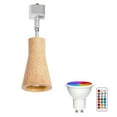 thumbnail image 1 of FSLiving Adjustable H Type Track Light, Cone Ceiling Spotlighting Remote Control, Color Changing RGB Wood GU10 Timer Bulb Mini Lights Track Mounted for Kitchen Shopwindow Disco Ball, Wood, 1 of 8