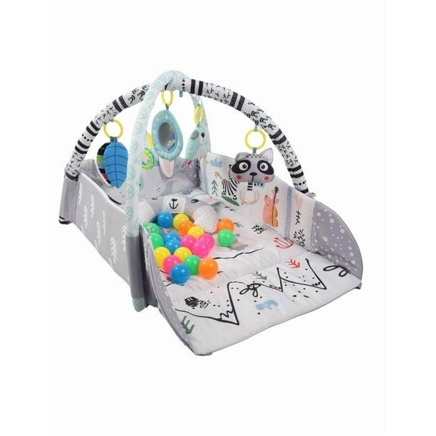 Corral, gimnasio y tapete de juego 4 en 1 para bebé | Modelo Ocean Ball, con alberca de pelotas y actividades interactivas.