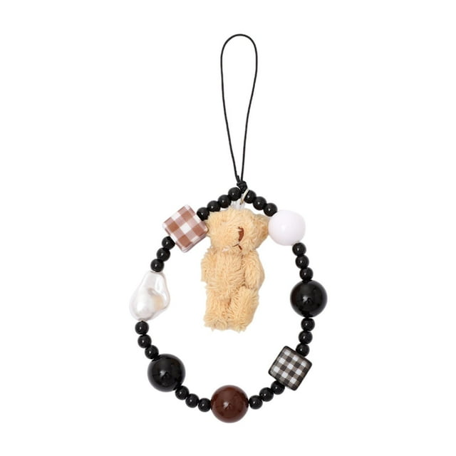Cordón para teléfono móvil, correa para la muñeca, regalo, cadena para bolso, adorno Negro