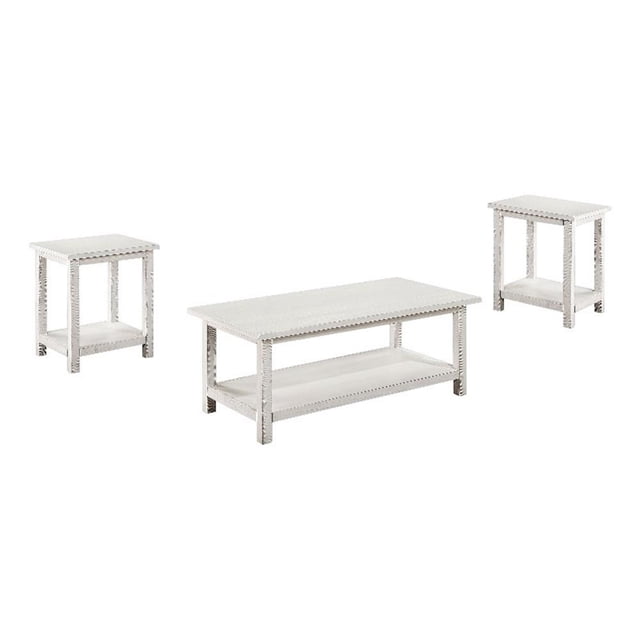 Payne Ensemble de Table Basse et d'Appoint 3 Pcs Blanc Vieilli