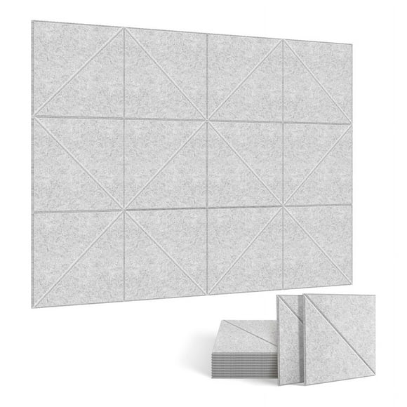 12 Pack Acoustic Panels, 12 X 12Inch Decorative Soundproofing Panels, Wall and Ceiling Acoustical Panels Silver Grey