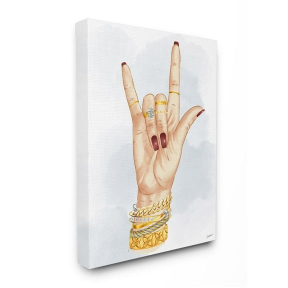 Stupell Industries I Love You Hand Pose with Elegant Accessories Designed by Ziwei Li