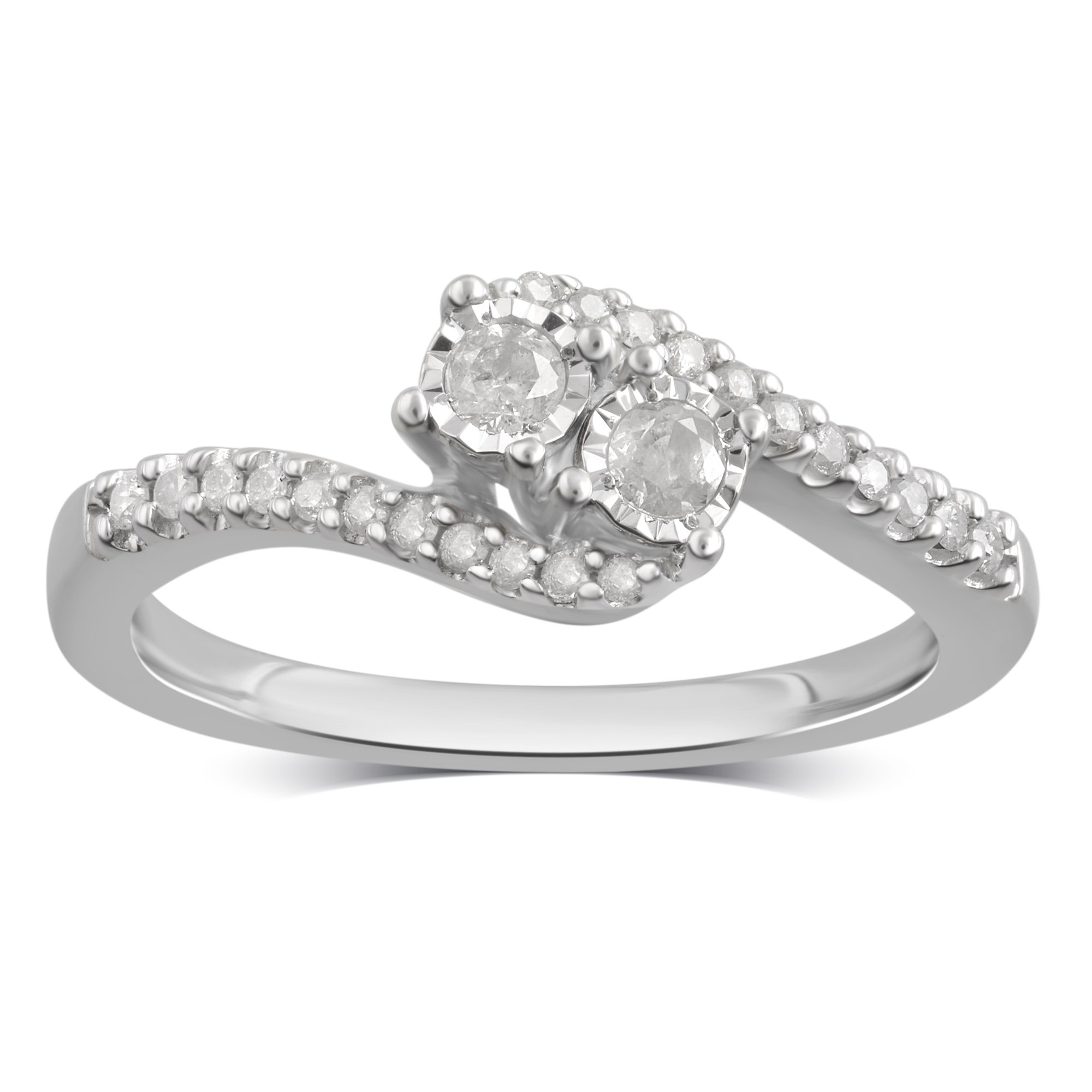 1/4 Carat T.W. Round Diamond Sterling Silver Engagement Ring. (J/I2-I3)