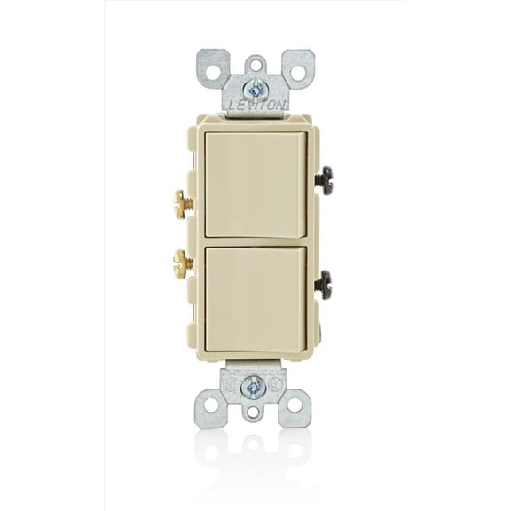 Leviton Decora Single Pole AC Quiet Switch - 15 Amp, Ivory, Impact-Resistant - 1 Pack