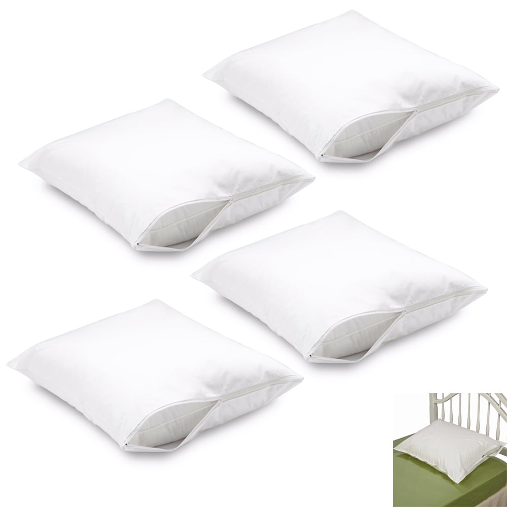 6 queen white hotel hypoallergenic pillowcase zippered bed bug protector covers 