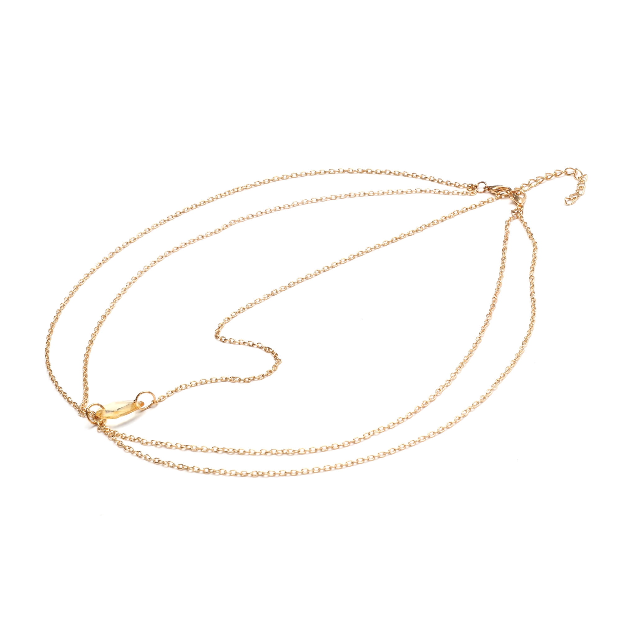 Unique Bargains Headpiece Double-layer Tassel Chain Head Chain Gold Tone 1 Pc