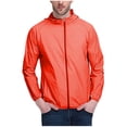 thumbnail image 3 of Zivyakyron Windbreaker Mens Rain Jacket Lightweight Active Quick Dry Long Sleeve Loose Jacket Hooded Plain Zip up Orange 4XL, 3 of 5