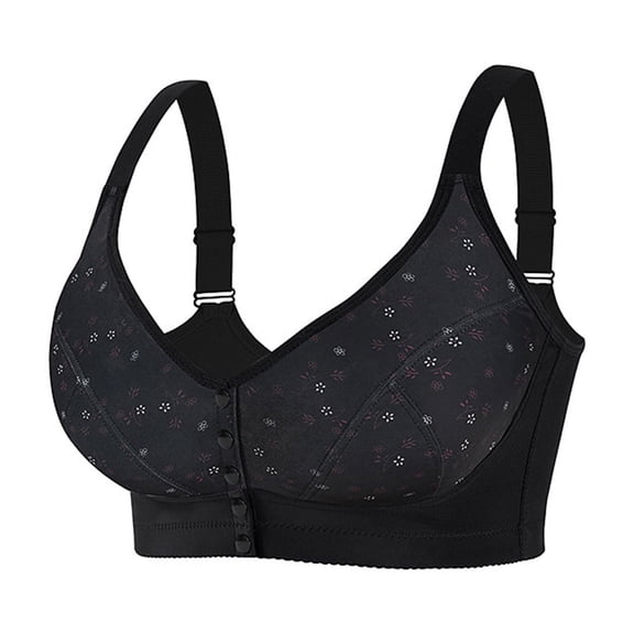 ATENAR Bras for Women,Wireless Bras for Women,Womens Bras,Soft,Adjustable Strap,Printed,Nylon,Spandex,Black,2XL