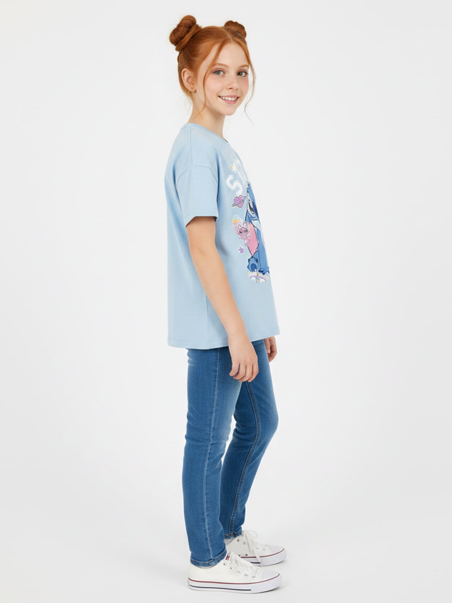 Lilo & Stitch Girls' Graphic Tee with Short Sleeves, Sizes 4-16