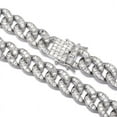 thumbnail image 4 of FEEL STYLE Male Lump Zircon Silver Plated Cuban Chain Bracelet for Men Teen 15MM 7", 4 of 5