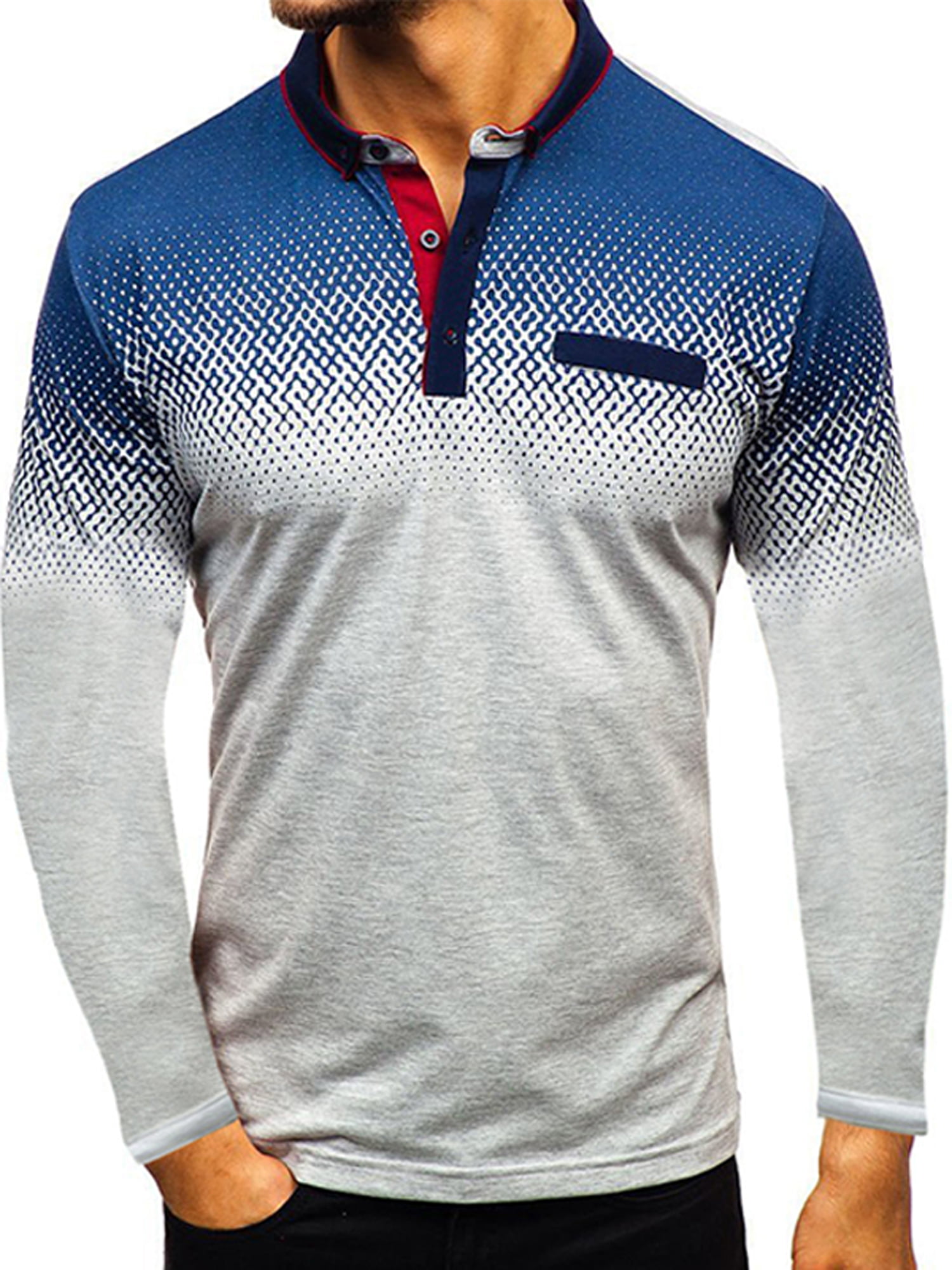 Lallc Men's Polo Shirt Golf Sports Long Sleeve T Shirt Jersey Casual
