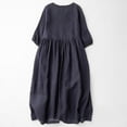 thumbnail image 6 of Dazajoo Batwing Sleeve Lounge Dress for Women Cotton Linen Round Neck Dresses Summer Lightweight Flowy Dress,Blue,XXL, 6 of 10