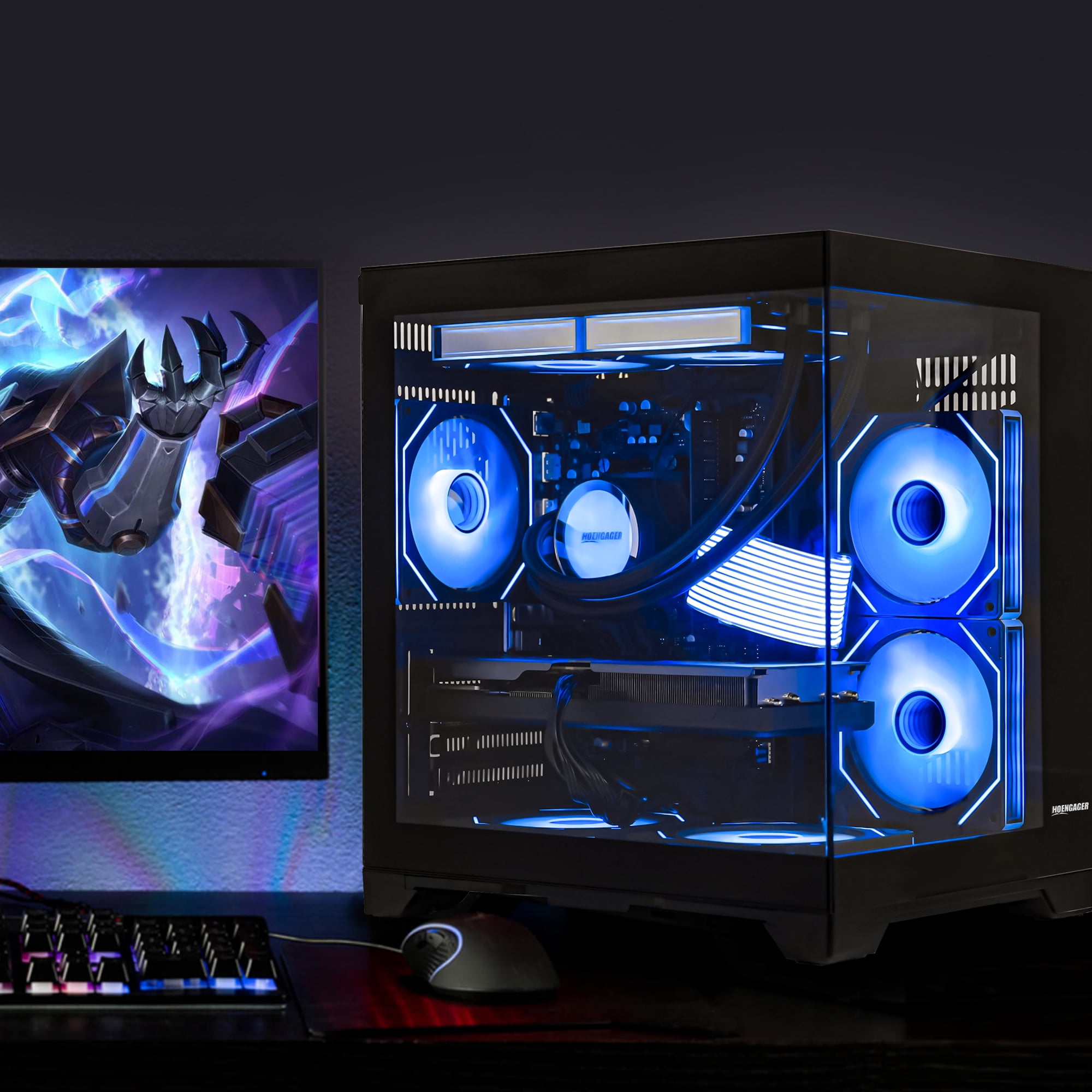Hoengager Gaming PC AMD Ryzen 7 5700X 8-Core 3.4 GHz, RTX 5060 8GB, 32GB DDR4 RAM,1TB PCIe SSD, WIFI with Bluetooth Windows 11 Prebuilt Computer