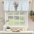 thumbnail image 2 of Pink Spring Floral Curtain Valances for Windows, Kitchen Valance Window Treatments Panel 2 Pack, Farmhouse Blue Plaid Botanical Rod Pocket Short Curtains for Bathroom Bedroom 60 x 18 Inch, 2 of 8