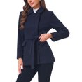 thumbnail image 4 of INSPIRE CHIC Women's Short Pea Coat Winter Warm Peter Pan Collar Double Breasted Belted Overcoat Jacket Slim Fit Work Outerwear XS Navy Blue, 4 of 6