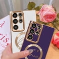 thumbnail image 3 of for Samsung Galaxy S22 Ultra Magnetic Case Compatible with MagSafe, Luxury Plating Bling Love Heart Pattern Transparent Shockproof Case with Raised Full Camera Lens Protection-Purple, 3 of 12