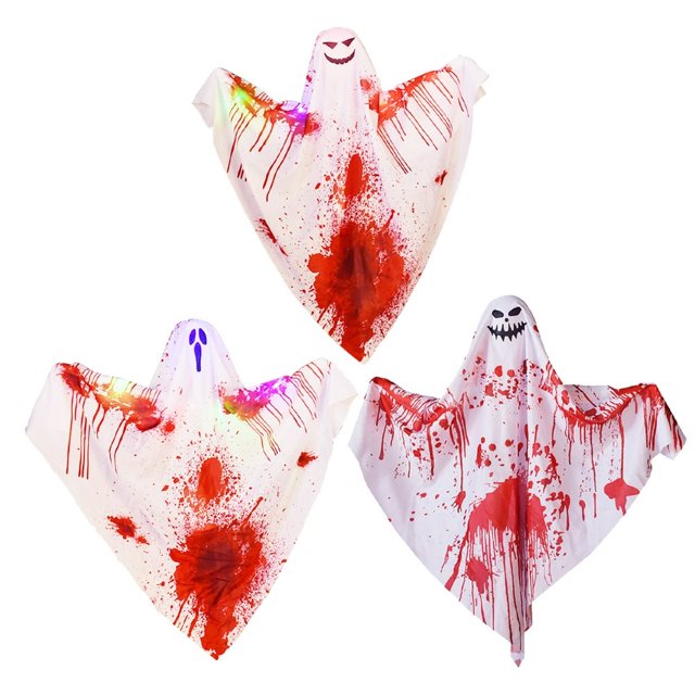 PENGXIANG Halloween Ghost Decor with Blood LED Light Haunted House Bar Prop (3Pcs)