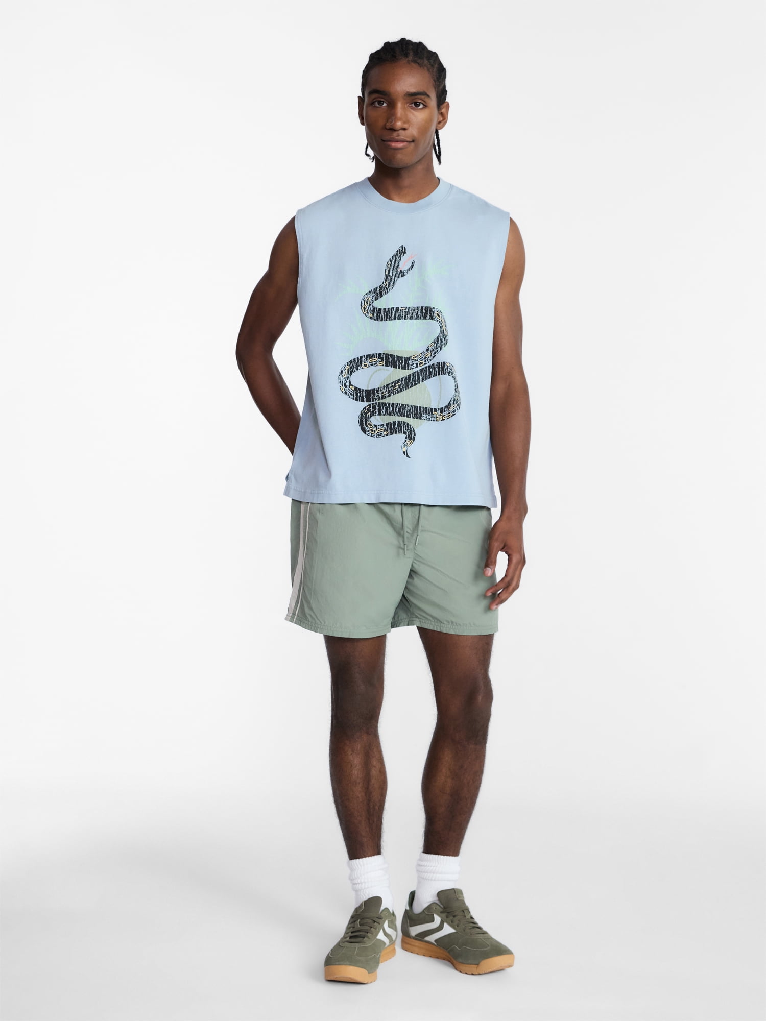 No Boundaries Boxy Fit Heavyweight Graphic Muscle Tank Top, Men's XS-5XL