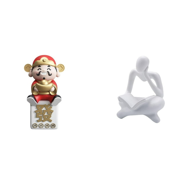 Estatua del Pensador de para año Nuevo. Ideal para mesa, sala de estar, estante, oficina o librero. Figura decorativa abstracta de la suert