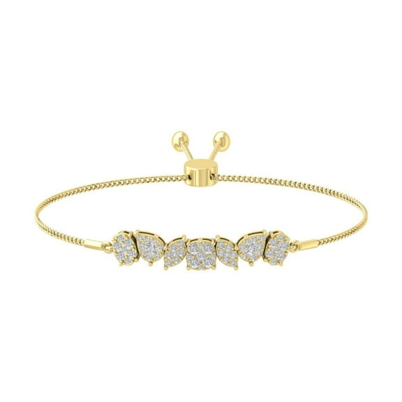 ARAIYA JEWELRY 14k Yellow Gold Diamond Bolo Bracelet (5/8 Cttw, I-J/ I2-I3), 7"