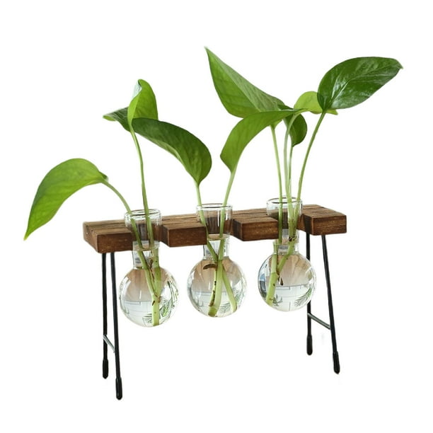 Jarrón de flores de cristal, florero decorativo para mesa central, estilo campestre. tres botellas