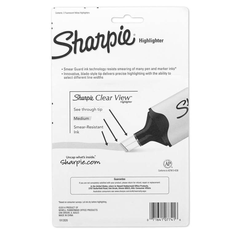 Clear View Highlighters, Chisel Tip, Yellow, 3 Pack photo 6