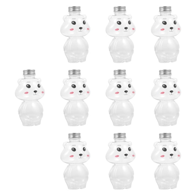 10 botellas de jugo vacías con tapas herméticas, botellas reutilizables para batidos con dibujos de animales, de material PET, aptas para el hogar, eventos y negocios. perro