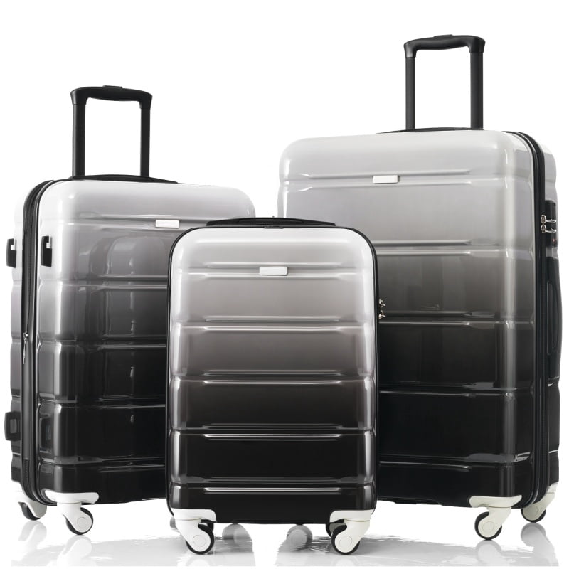 Luggage Set of 3, 20-inch with USB Port, Airline Certified Carry-on Luggage with Cup Holder, ABS PC Hard Shell Luggage with Spinner Wheels, Gradient Blue