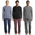 thumbnail image 3 of Hanes Big Mens Jersey Flannel Sleep Lounge Pajama Set 41735-X-Large (Grey/Navy 2), 3 of 3