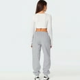 thumbnail image 3 of Women's Sweatpants High Waist Drawstring Sweat Pants Baggy Athletic Pants with Pockets Gray 2XL, 3 of 6