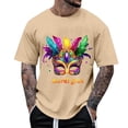 thumbnail image 2 of UVEASISHA Mens Mardi Gras Tshirt Short Sleeve Crewneck Graphic Tees Carnival Themed Printed Loose T-Shirts Trendy New Orleans Party Shirt Khaki S, 2 of 6