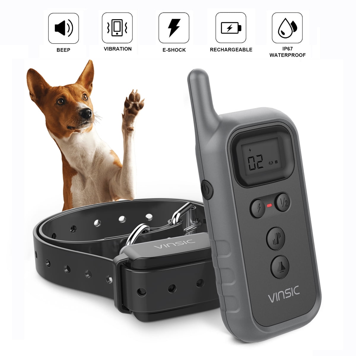 Dog Shock Training Collar Rechargeable 330yard Remote Control Waterproof IP67 US 