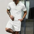 thumbnail image 2 of Shorts Courts pour Hommes Pantalons pour Hommes Décontractés Mode Hommes Manches Courtes Col Rabattu Pantalons Survêtement Deux Pièces Manches pour Hommes Pantalons pour Hommes Mode, 2 of 7