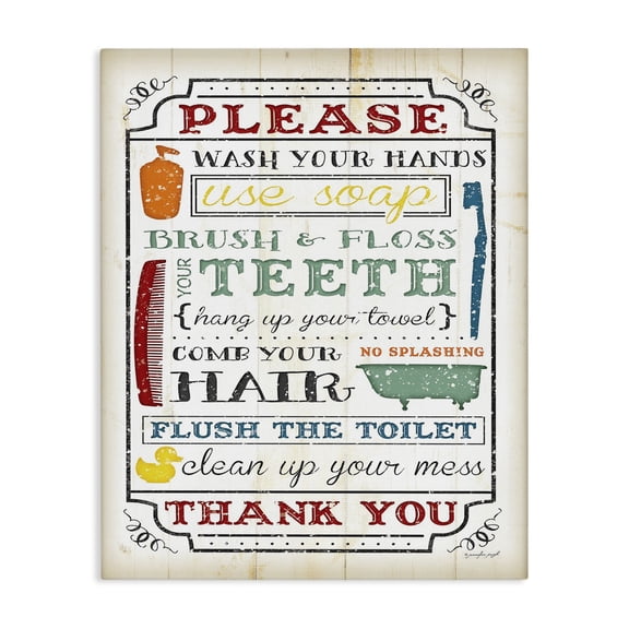 Stupell Industries Farmhouse Wash Your Hands Canvas Art, 16 x 20, by Jennifer Pugh