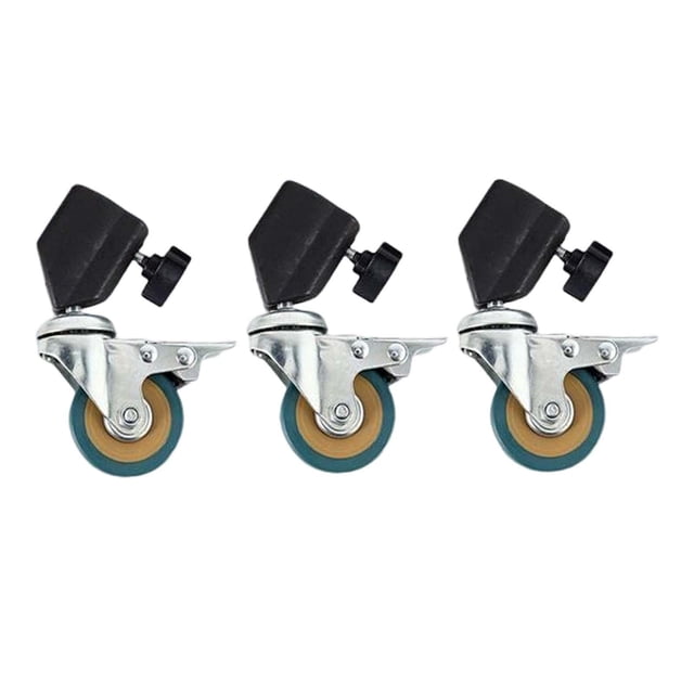 Ruedas giratorias para soporte de luz de 3 piezas con freno, buenas para el transporte, duraderas. Tubo de 25 mm de diámetro de 2 pulg.