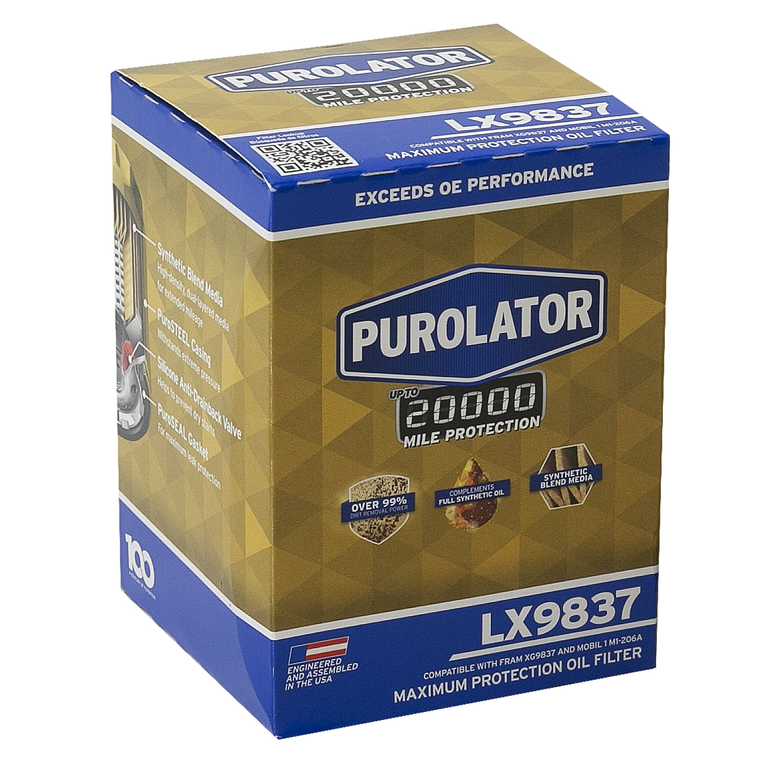 Purolator LX9837 Purolator 20K Oil Filter with 20,000 Mile Protection for Select Buick, Chevrolet, Jeep, and more