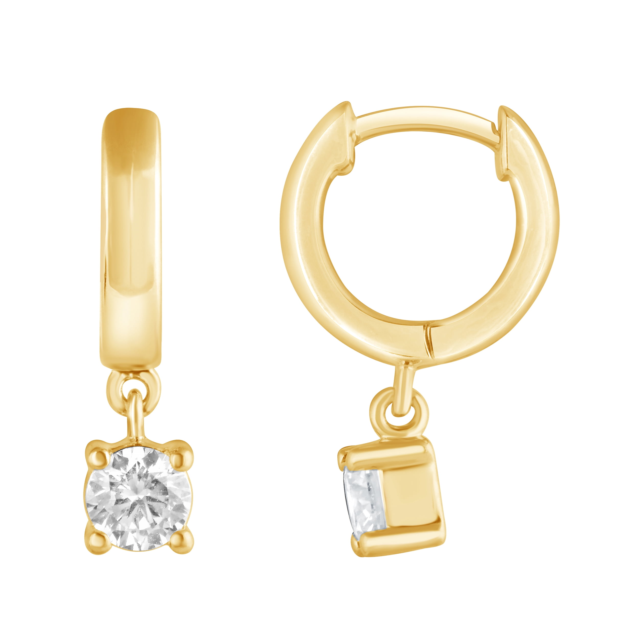 Unique Moments Yellow Gold Plated Sterling Silver 1/2 Ctw. Round Cut Lab Grown Diamond Hoop Earring for Women,
