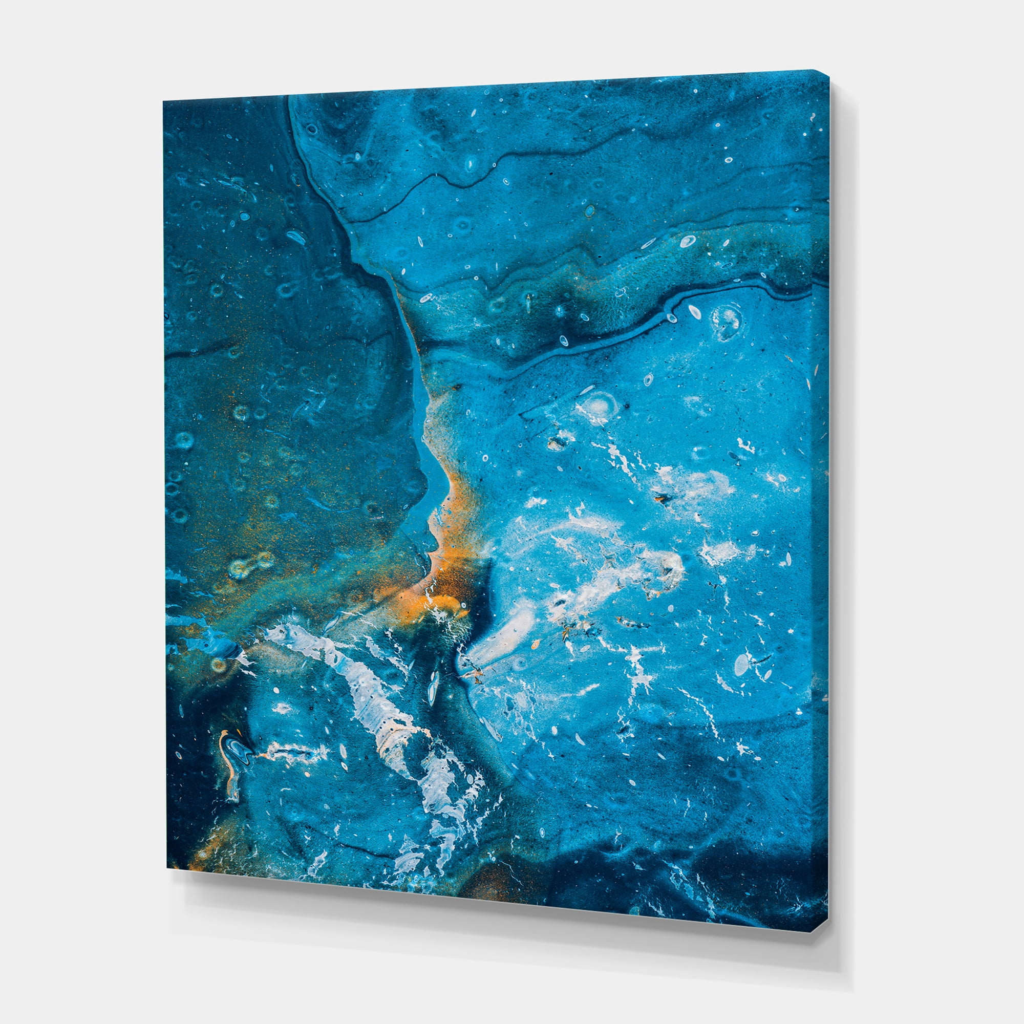 Designart ' Abstract Blue Marble Composition I ' Modern Canvas Wall Art Print