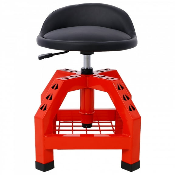 Pneumatic 360 Degree Swivel Stool, Mechanics Rolling Creeper Seat, Heavy Duty Rolling Mechanics Stool, Shop Stool With Casters Red