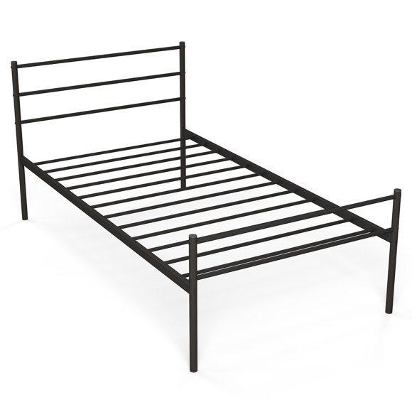 Costway Cadre de Lit en Métal pour Lit Simple, Base de Matelas, Aucun Sommier Requis