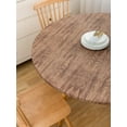 thumbnail image 3 of Round Vinyl Fitted Tablecloth with Flannel Backing Elastic Table Cloth Waterproof Oil-Proof Plastic Cover- Fits Tables up to 36" - 44" Diameter, 3 of 6