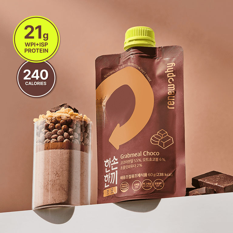 RENEWPHY GRABMEAL Meal Replacement Protein Shake, Chocolate, 21g