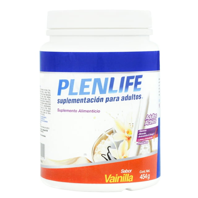 PLENLIFE - Suplemento Alimenticio en Polvo - Suplemento para Adultos Activos Sabor Vainilla - Bote con 454 Gramos