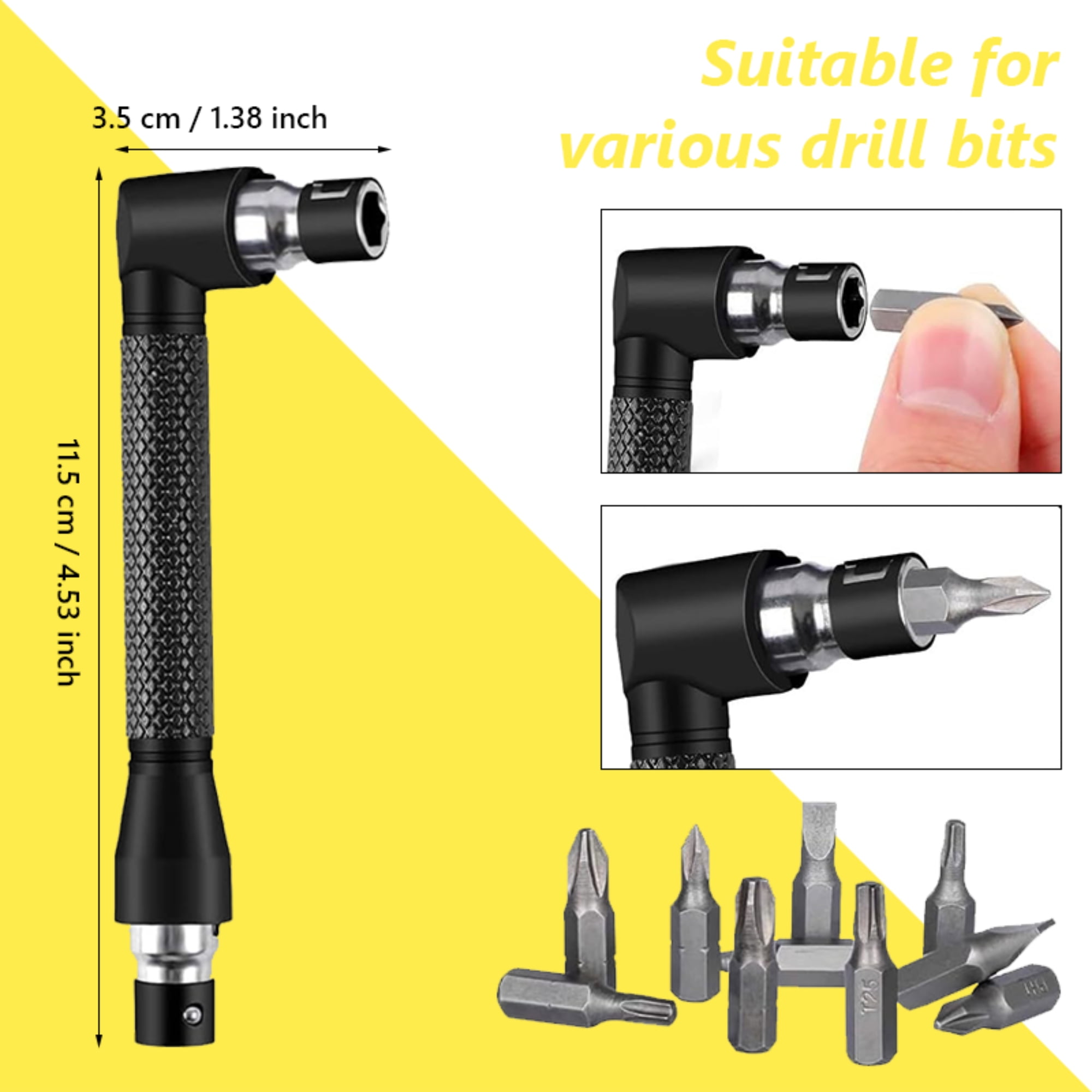 Flexible Drill Bit Extension Set, Includes 105° Right Angle Drill, Bendable Drill Extension, 3pcs Universal Socket Adapter Set, 6pcs Drill Bit Holder, Screwdriver Bit Kit